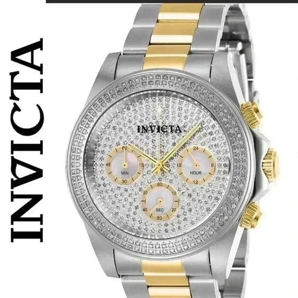 INVICTA SPEEDWAY PAVE DIAMOND, SS/GOLD WATCH  - Picture 1 of 6